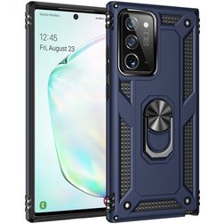 Mobigear Armor Ring Coque Samsung Galaxy Note 20 Coque arrière Rigide Anti-Chocs avec Anneau-Support - Bleu