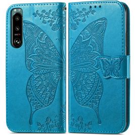 Mobigear Butterfly Housse Sony Xperia 5 IV Etui Porte-Monnaie - Bleu
