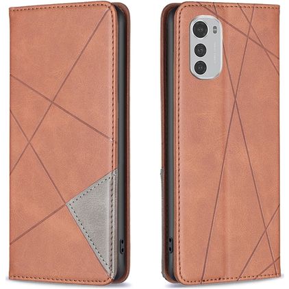 Mobigear Rhombus Slim Housse Motorola Moto E32 Etui - Marron