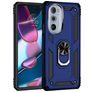 Mobigear Armor Ring Coque Motorola Edge 30 Pro Coque arrière Rigide Anti-Chocs avec Anneau-Support - Bleu