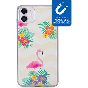 My Style Magneta Coque iPhone 11 Coque arrière en TPU Souple - Flamingo