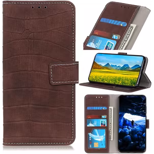 Mobigear Croco Housse iPhone 13 Pro Etui Porte-Monnaie - Marron