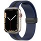 Mobigear Stripe Mag Bracelet Silicone Apple Watch Fermeture magnétique - 42/41/40/38 mm - Noir / Bleu Marin