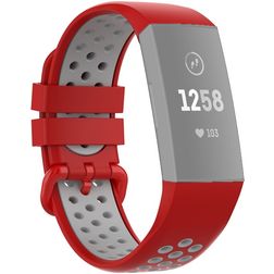Mobigear Sport Plus Buckle Bracelet Silicone Fitbit Charge 3 Fermeture boucle ardillon - Rouge / Gris