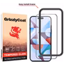 GrizzlyCoat Easy Fit iPhone 15 Pro Max Verre trempé Protection d'écran - Compatible Coque + Cadre d'installation - Noir