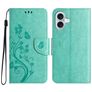 Mobigear Flowers Housse iPhone 16 Etui Porte-Monnaie - Vert