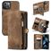 CaseMe 008 iPhone 13 Coque Étui 2en1 avec coque amovible Portefeuille - Marron