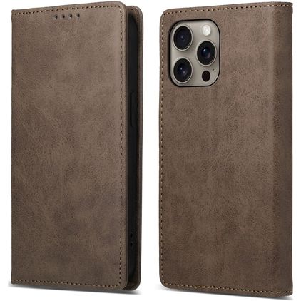 Mobigear Wallet Housse iPhone 16 Pro Max Etui Porte-Monnaie - Marron
