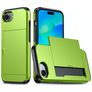 Mobigear Card Coque iPhone 16e Coque arrière Rigide Anti-Chocs avec Porte-Cartes - Vert