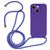 Mobigear Lanyard iPhone 15 Coque avec cordon en Silicone - Violet