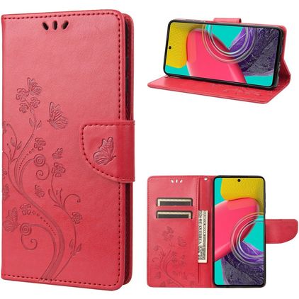 Mobigear Flowers Housse Samsung Galaxy M53 Etui Porte-Monnaie - Rouge