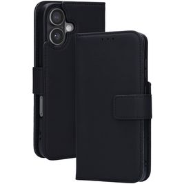 Mobiparts Wallet Housse iPhone 17 Etui en Cuir Véritable Porte-Monnaie - Noir