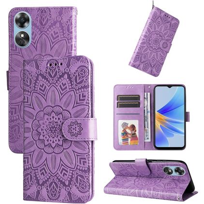 Mobigear Sunflower Housse OPPO A17 Etui Porte-Monnaie - Violet