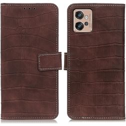 Mobigear Croco Housse Motorola Moto G32 Etui Porte-Monnaie - Marron