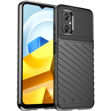 Mobigear Groove Coque POCO M5 Coque arrière en TPU Souple - Noir