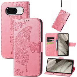 Mobigear Butterfly Housse Google Pixel 8 Etui Porte-Monnaie - Rose