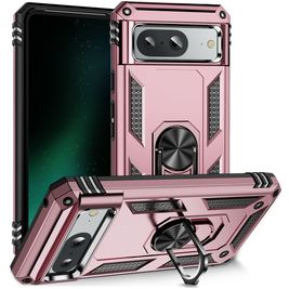 Mobigear Armor Ring Coque Google Pixel 8a Coque arrière Rigide Anti-Chocs avec Anneau-Support - Rose doré