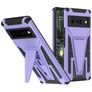 Mobigear Armor Stand Coque Google Pixel 6 Pro Coque arrière Rigide Anti-Chocs avec Support Amovible - Violet