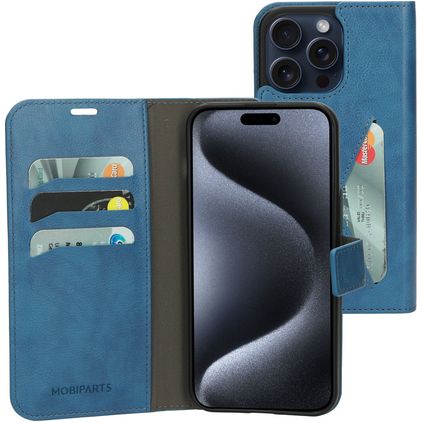 Mobiparts Classic Wallet iPhone 15 Pro Max Étui Portefeuille - Steel Blue