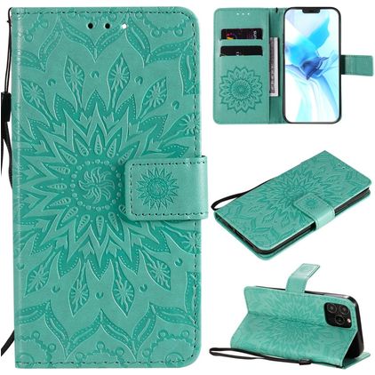 Mobigear Sunflower iPhone 12 Mini Étui Portefeuille - Turquoise