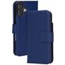 Mobiparts Wallet Housse iPhone 17 Etui en Cuir Véritable Porte-Monnaie - Bleu