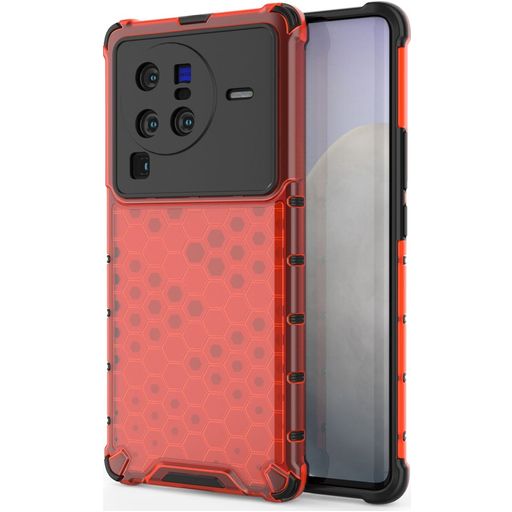 Mobigear Honeycomb Coque Vivo X80 Pro Coque arrière Rigide Anti-Chocs - Rouge