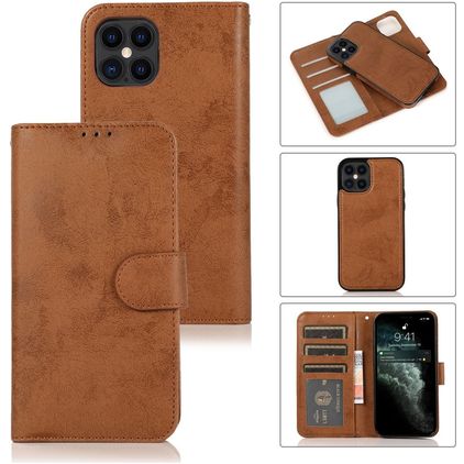Mobigear Wallet Housse iPhone 12 Pro Etui avec Coque Détachable Porte-Monnaie - Marron