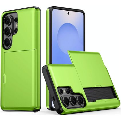 Mobigear Card Coque Samsung Galaxy S26 Ultra Coque arrière Rigide Anti-Chocs avec Porte-Cartes - Vert