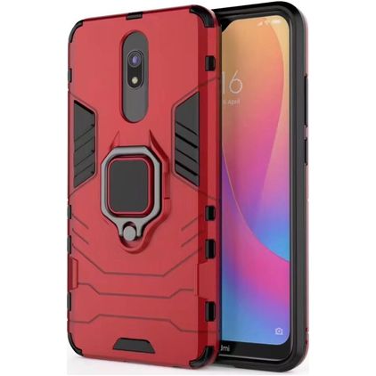 Mobigear Armor Ring Coque Xiaomi Redmi 8 Coque arrière Rigide Anti-Chocs avec Anneau-Support - Rouge