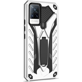 Mobigear Armor Stand Coque Vivo V21 Coque arrière Rigide Anti-Chocs avec Support Amovible - Argent