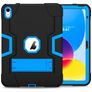 Mobigear ShieldStand Coque iPad 10 (2022) Coque arrière en Plastique rigide,Silicone + Support Amovible - Noir / Bleu