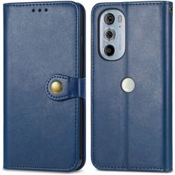Mobigear Snap Button Housse Motorola Edge 30 Pro Etui Porte-Monnaie - Bleu