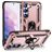 Mobigear Armor Ring Coque Samsung Galaxy S23 Plus Coque arrière Rigide Anti-Chocs avec Anneau-Support - Rose doré