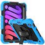 Mobigear SureGrip Xtreme Coque iPad Mini 7 (2024) Coque arrière en Plastique rigide,Silicone + Porte-crayon + Bandoulière + Support Amovible - Noir / Bleu