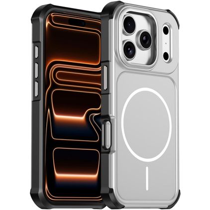 Mobigear Airbag Shockproof Coque iPhone 17 Pro Max MagSafe Coque arrière Rigide Anti-Chocs - Argent