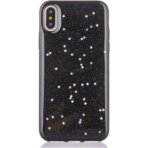 Mobigear Glitter Coque iPhone XR Coque arrière Rigide - Noir