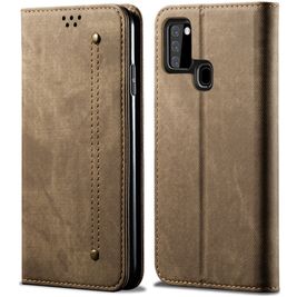 Mobigear Denim Slim Housse Samsung Galaxy A21s Etui Porte-Monnaie - Marron