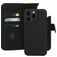 Mobiparts Housse iPhone 15 Pro Max MagSafe Etui avec Coque Détachable en Cuir Véritable Porte-Monnaie - Noir