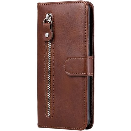 Mobigear Zipper Housse Xiaomi Mi Note 10 Lite Etui Porte-Monnaie - Marron