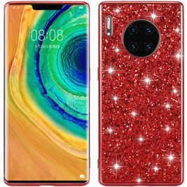 Mobigear Glitter Coque Huawei Mate 30 Pro Coque arrière Rigide - Rouge