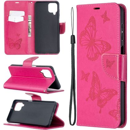 Mobigear Butterfly Samsung Galaxy A12 Étui Portefeuille - Magenta