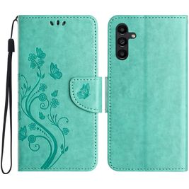 Mobigear Flowers Housse Samsung Galaxy A36 Etui Porte-Monnaie - Vert