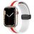 Mobigear Stripe Mag Bracelet Silicone Apple Watch Fermeture magnétique - 42/41/40/38 mm - Blanc / Rouge