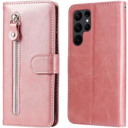 Mobigear Zipper Housse Samsung Galaxy S23 Ultra Etui Porte-Monnaie - Rose doré