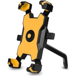 Mobigear PushHold Support Moto Rétroviseur Pince Universel - Jaune