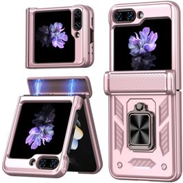 Mobigear Armor ring Coque Samsung Galaxy Z Flip 6 Coque arrière Rigide Anti-Chocs avec Anneau-Support - Rose doré