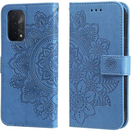 Mobigear Flowers Housse OPPO A74 5G Etui Porte-Monnaie - Bleu