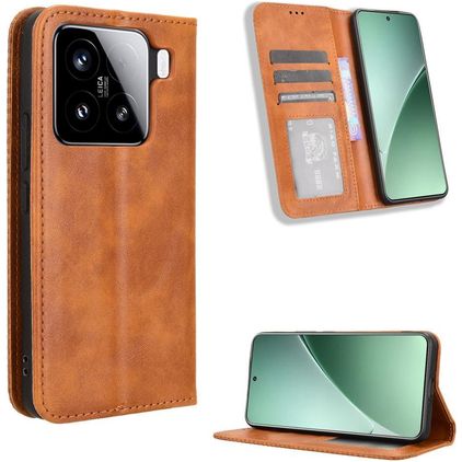Mobigear Sensation Housse Xiaomi 15 Etui Porte-Monnaie - Marron