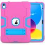 Mobigear ShieldStand Coque iPad 10 (2022) Coque arrière en Plastique rigide,Silicone + Support Amovible - Bleu / Magenta