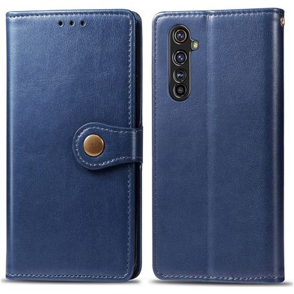 Mobigear Snap Button Housse Realme X50 Pro Etui Porte-Monnaie - Bleu
